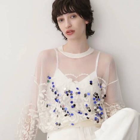 ＜PICK UP＞レースのようなシアーが美しいエレガンスなシアーニット