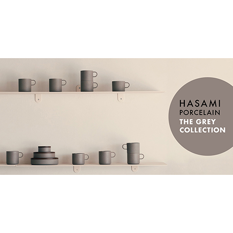 シャープな素材感が魅力。「ハサミポーセリン」の「グレーコレクション」