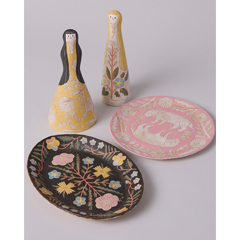 【抽選販売】鹿児島睦の美しい絵皿と可憐なフィギュリン