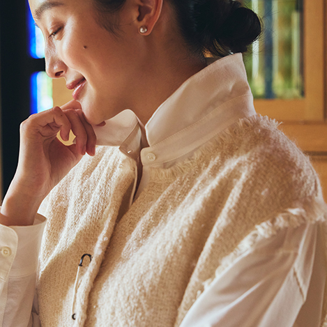 ホリデーシーズンを華やかに、コットンとウールのツイードアイテム