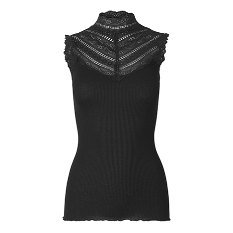 年中使えるレースモックネックトップス